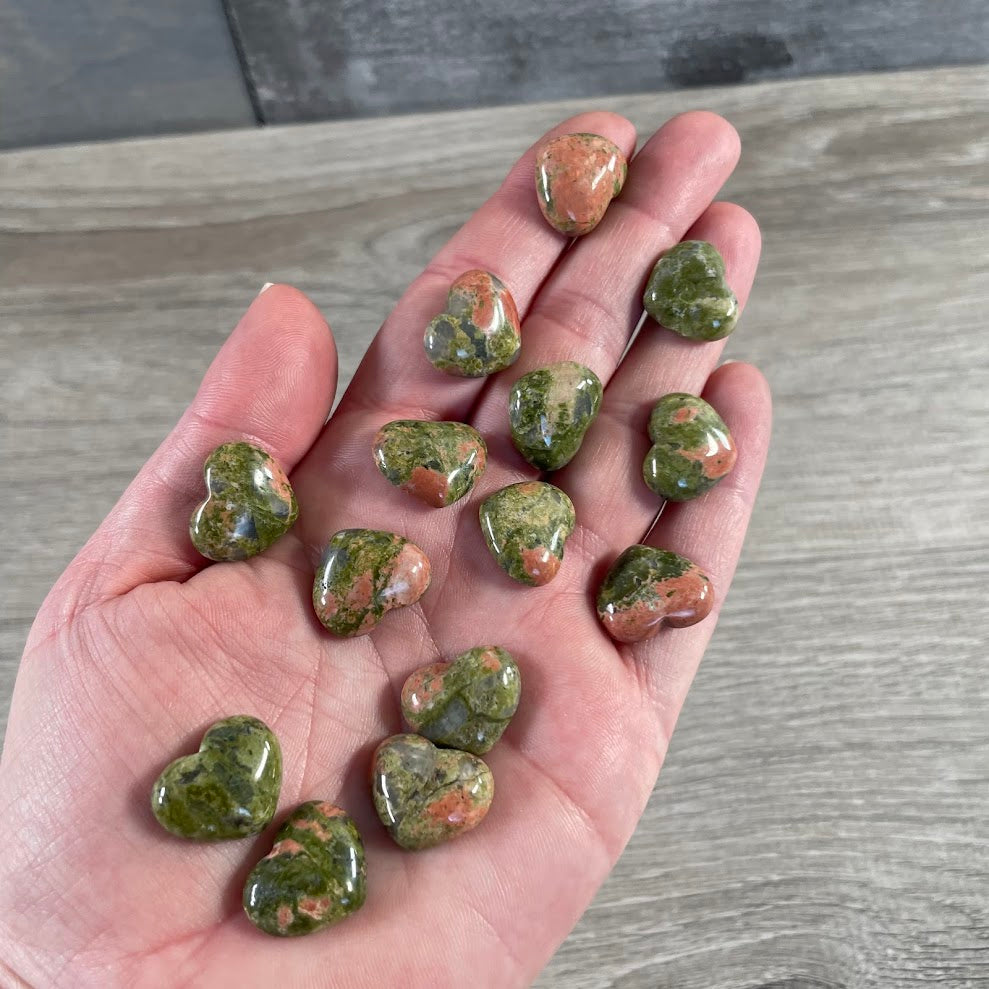 Unakite small crystal hearts wholesale