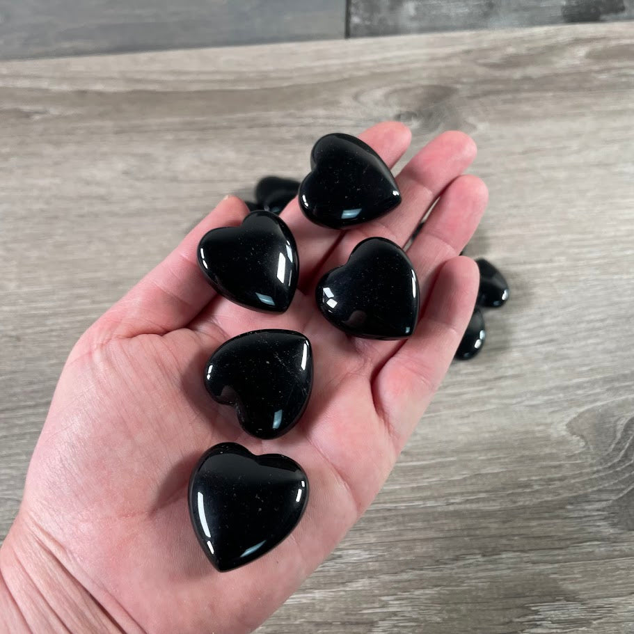 Heart-shaped obsidian pocket stones bulk