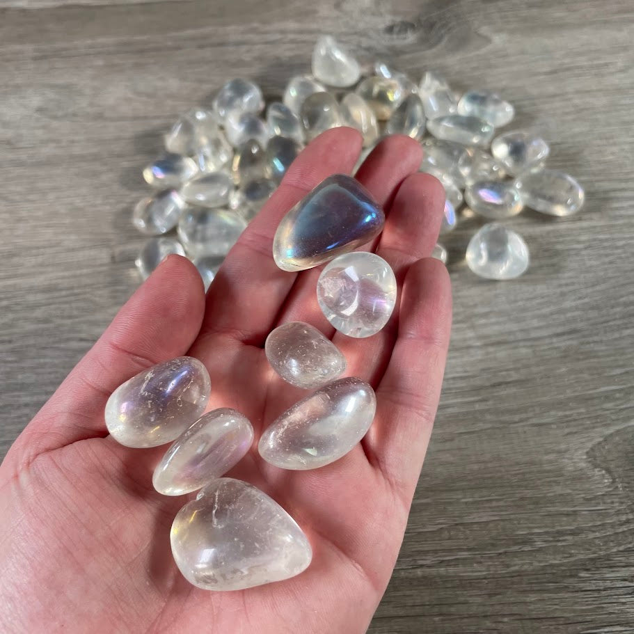 Wholesale Angel Aura tumbled stones iridescent crystals