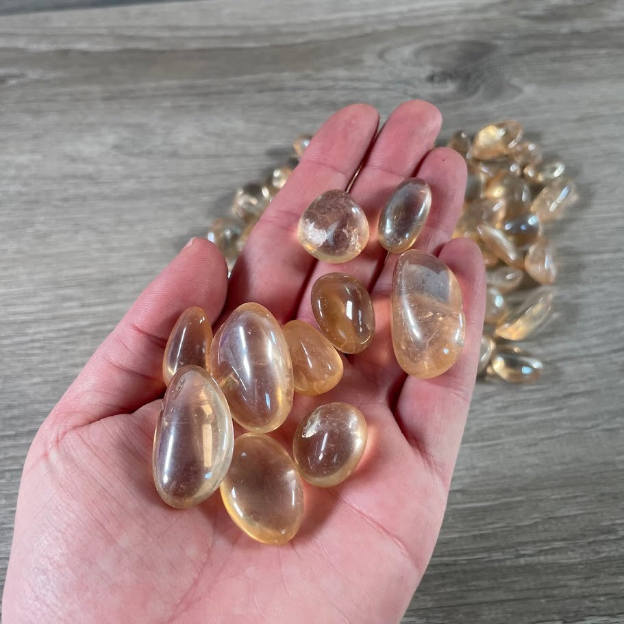 Tangerine Aura Quartz tumbled stones for crystal retailers