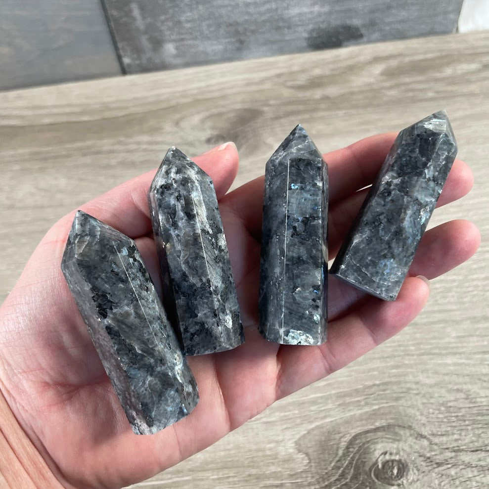 larvikite polished healing crystal tower