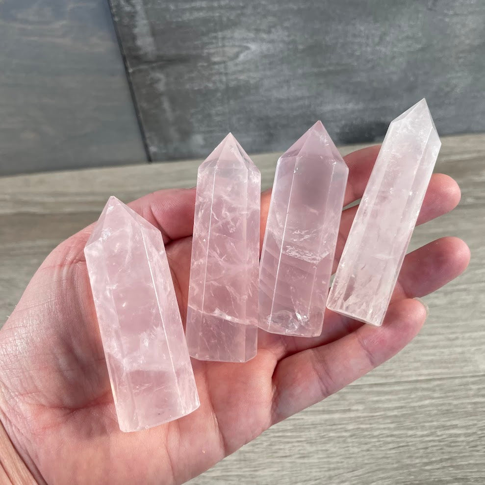 Rose quartz crystal tower bulk