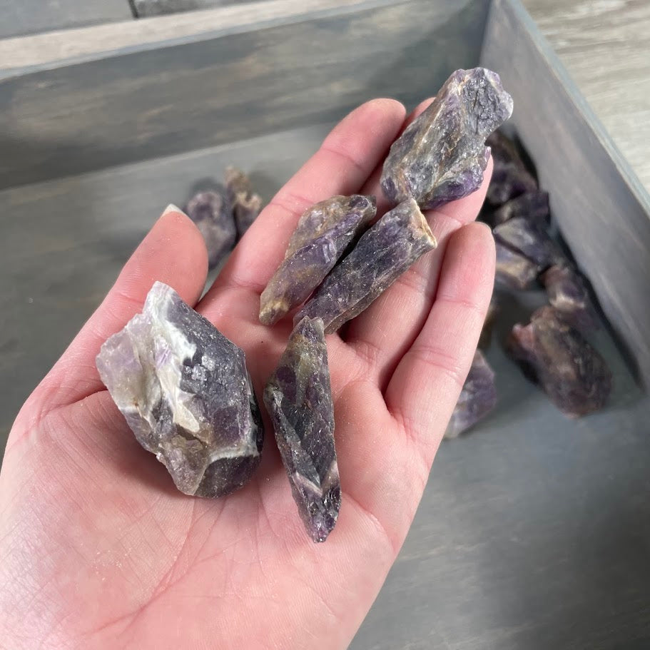 Natural Chevron Amethyst Rough Chunks - 1 lb Wholesale Bulk