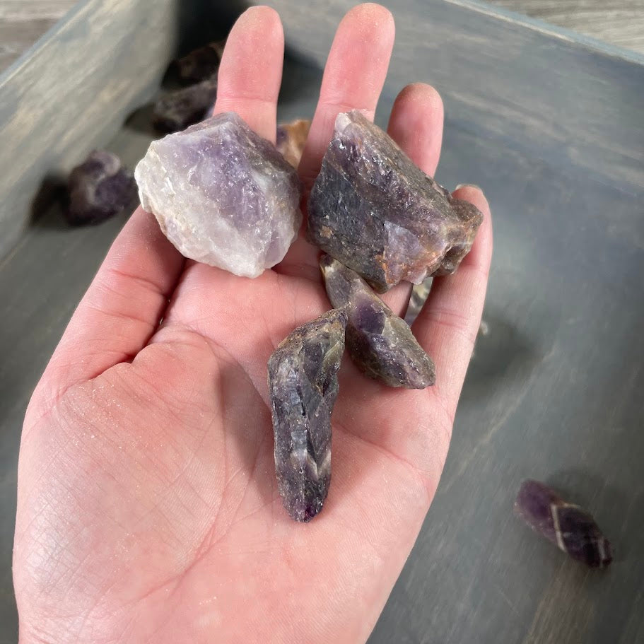Natural Chevron Amethyst Rough Chunks - 1 lb Wholesale Bulk