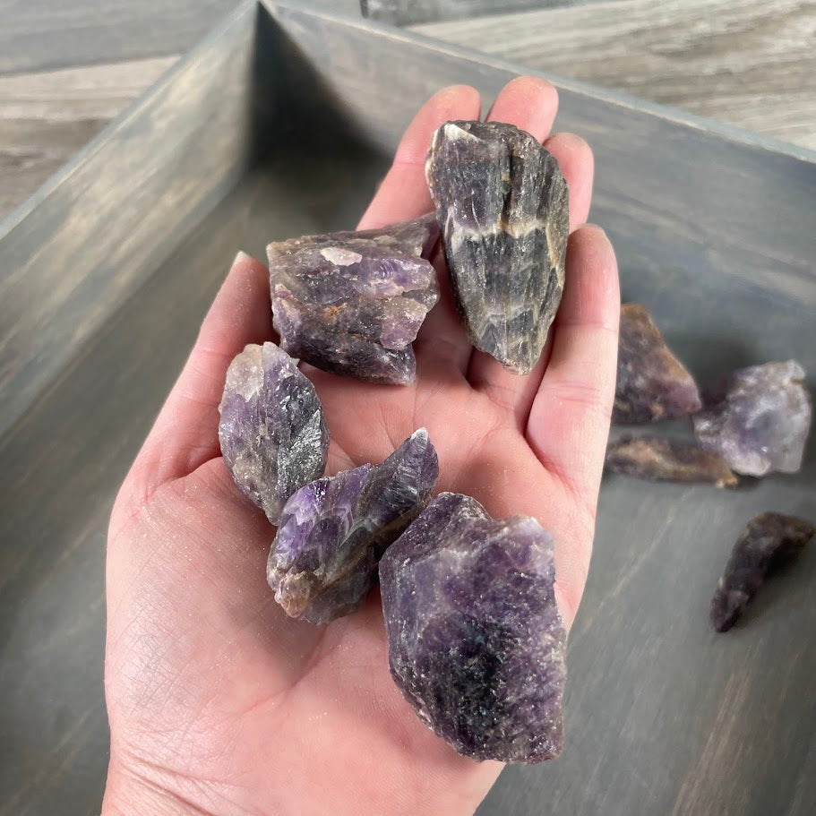 Natural Chevron Amethyst Rough Chunks - 1 lb Wholesale Bulk
