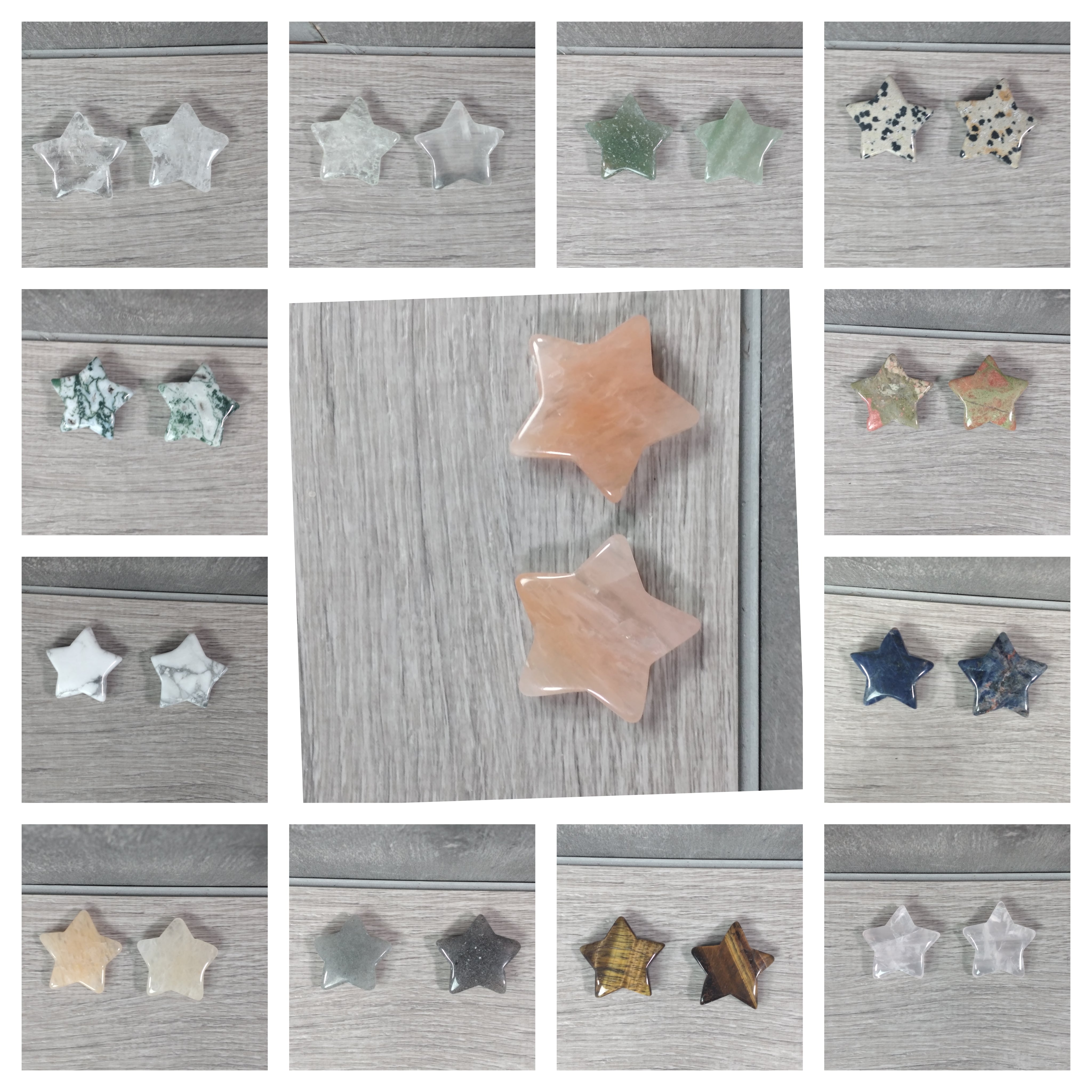 35mm gemstone stars in assorted crystals