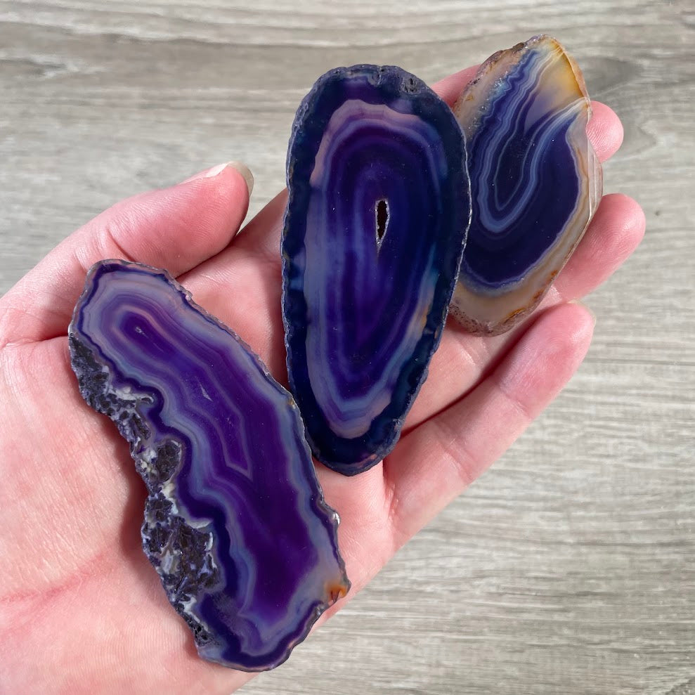 Medium Purple, Blue Agate Slice – Wholesale Polished Crystal Display