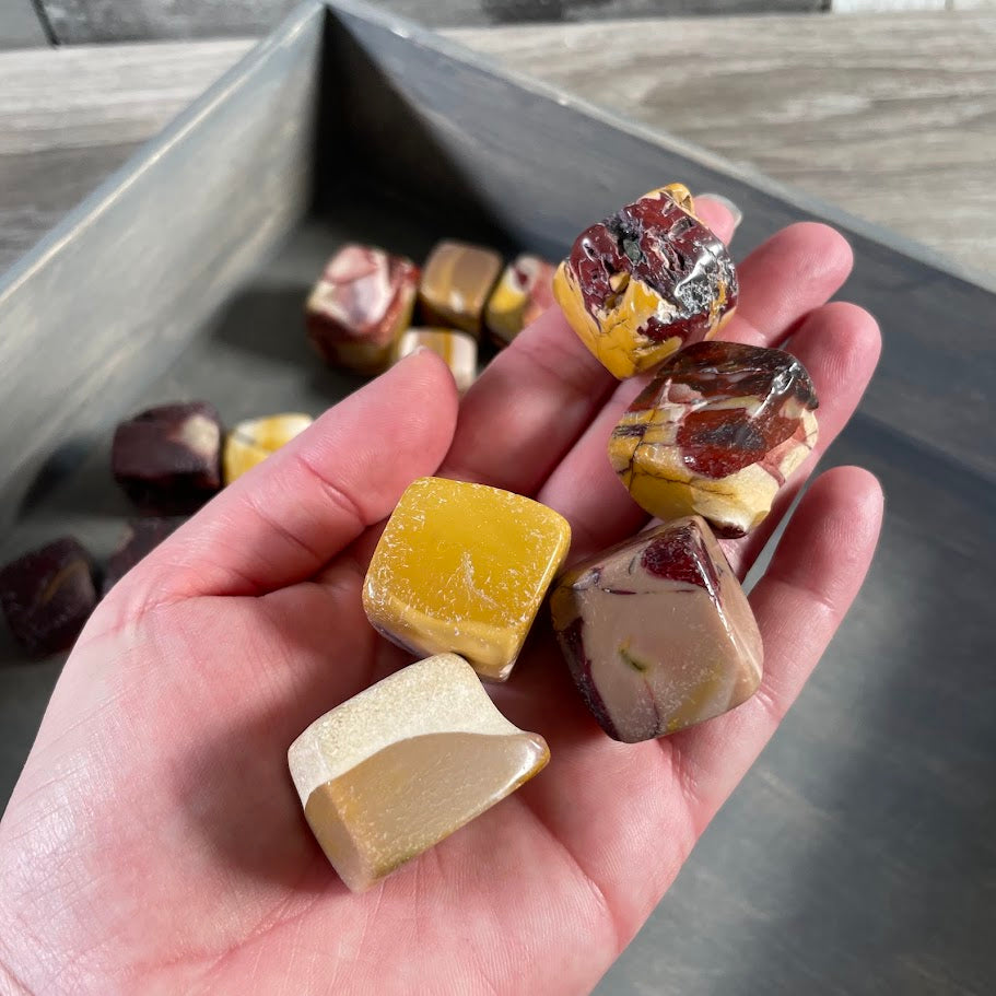 Bulk Mookaite Jasper stones for crystal shops and metaphysical store inventory