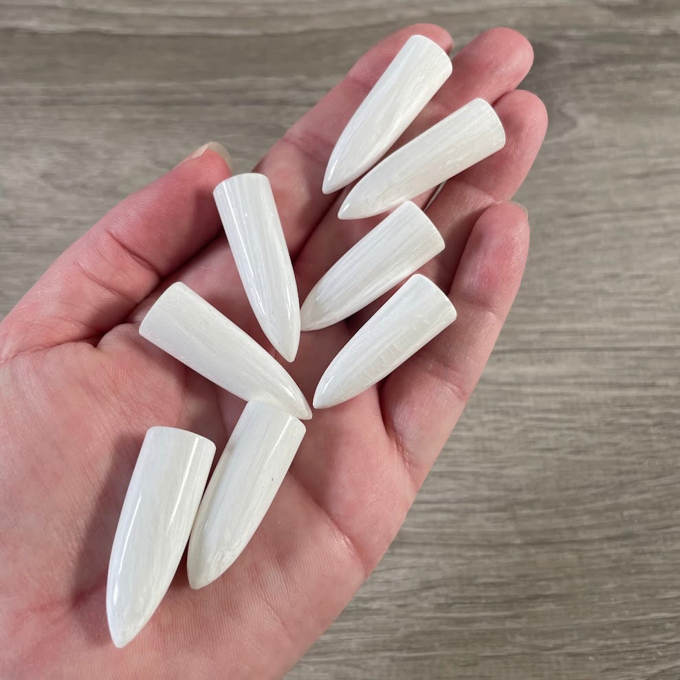 Cone shaped scolecite gemstone beads for jewelry making