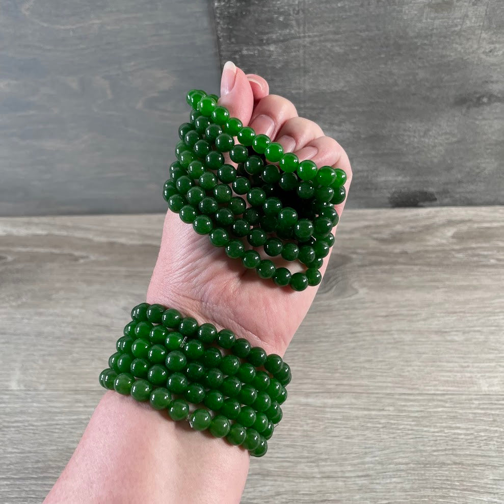 Stacking Green Nephrite Jade 8mm bracelet for gift shops