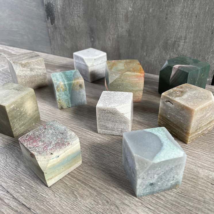 Ocean Jasper cube 1.75 inch polished crystal stone