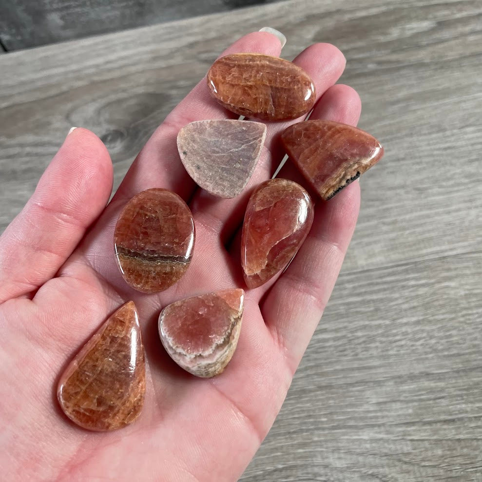 rhodochrosite gemstone cabochons for jewelry making and crystal craft supplies