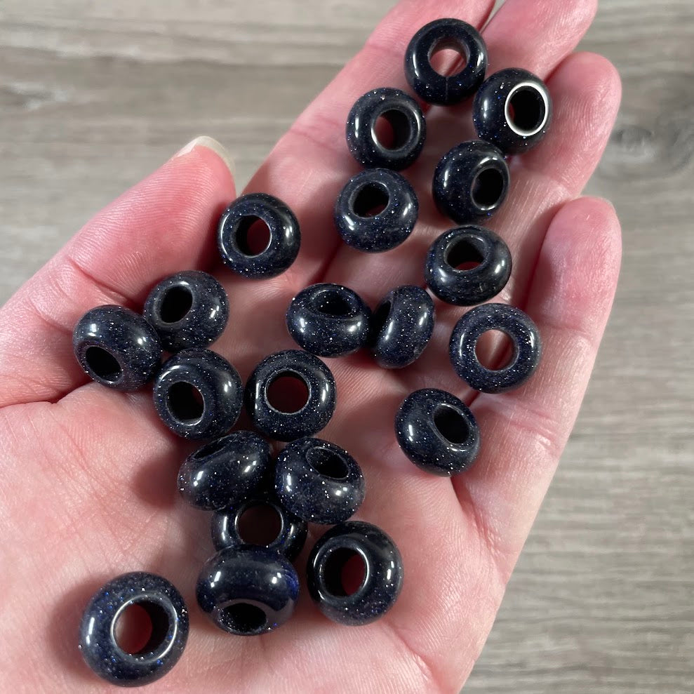 Blue goldstone small pi stone beads
