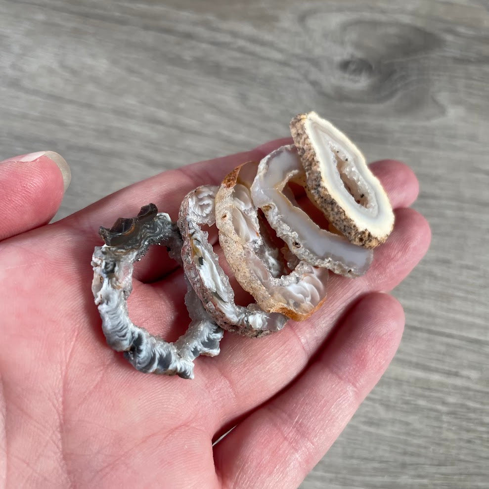 Small agate geode slices for metaphysical shops, collectors, and gifts