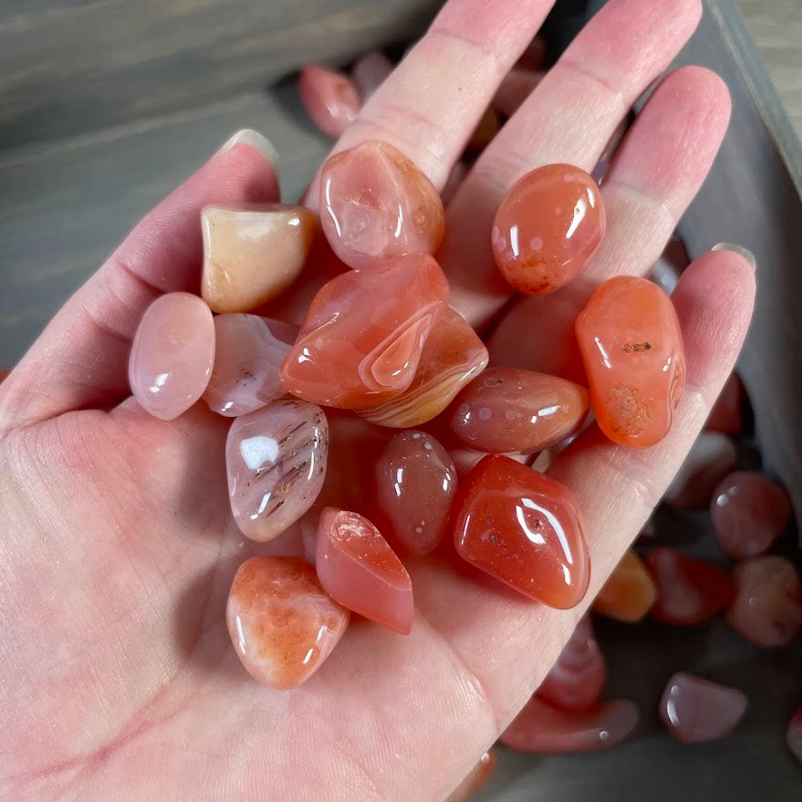 Tumbled carnelian stones in a 1 pound wholesale crystal lot