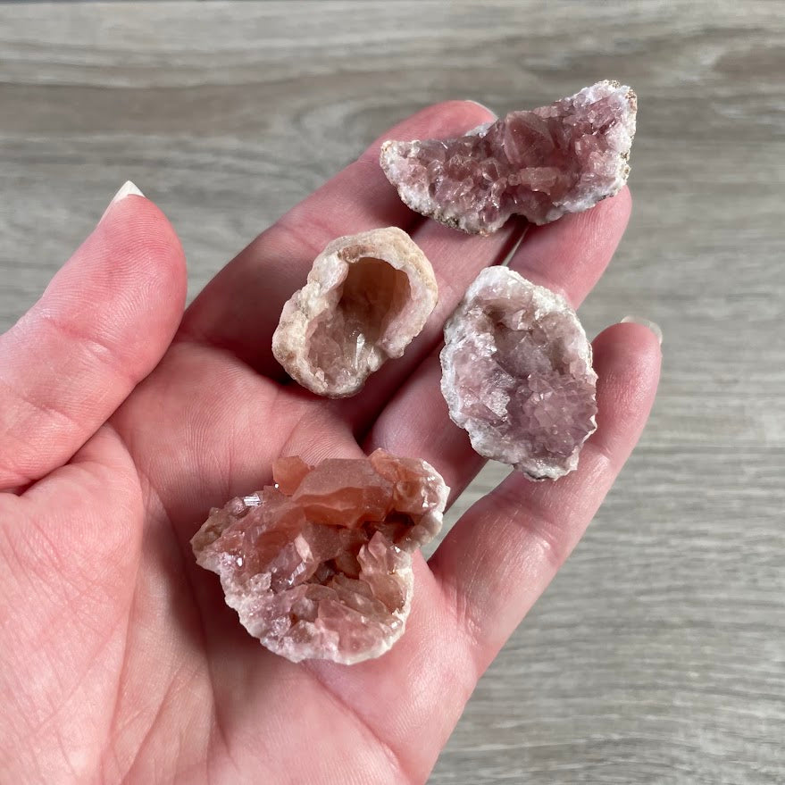 Pink amethyst small clusters with natural druzy crystal points for wholesale crystal shops