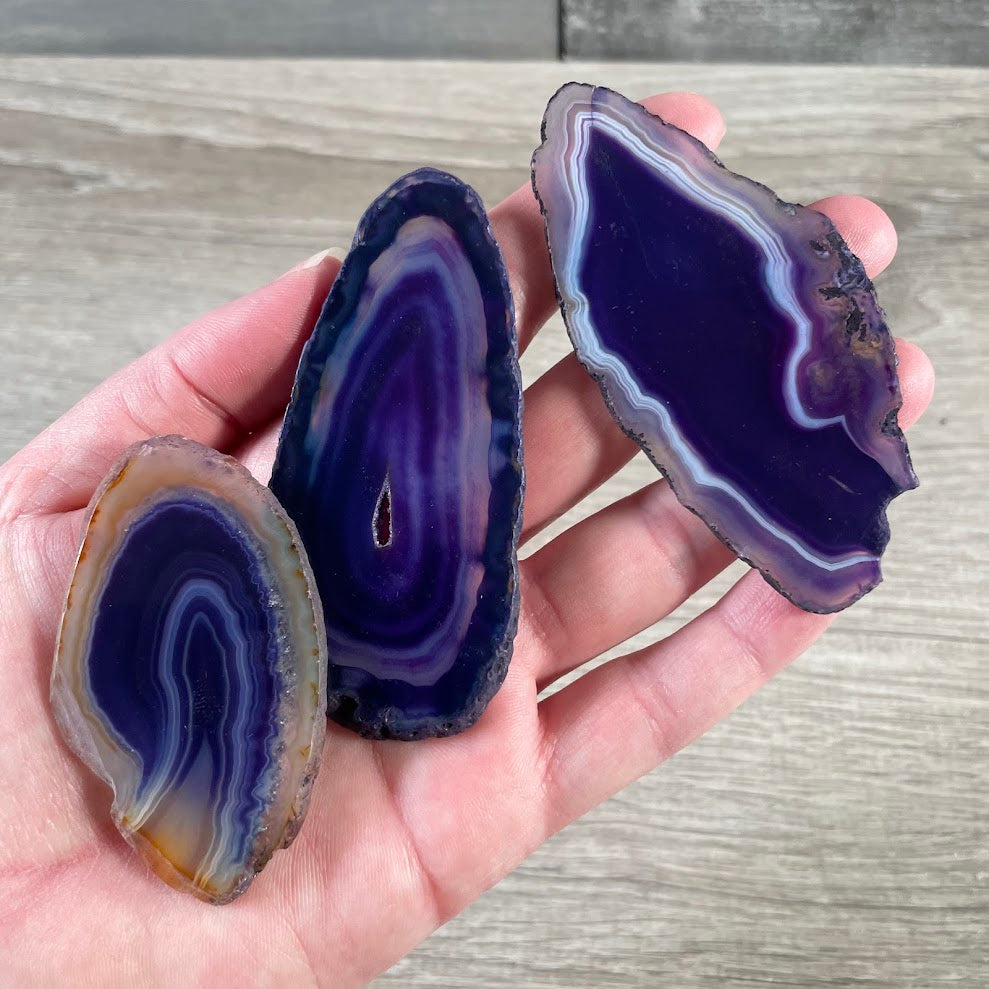 Medium Purple, Blue Agate Slice – Wholesale Polished Crystal Display