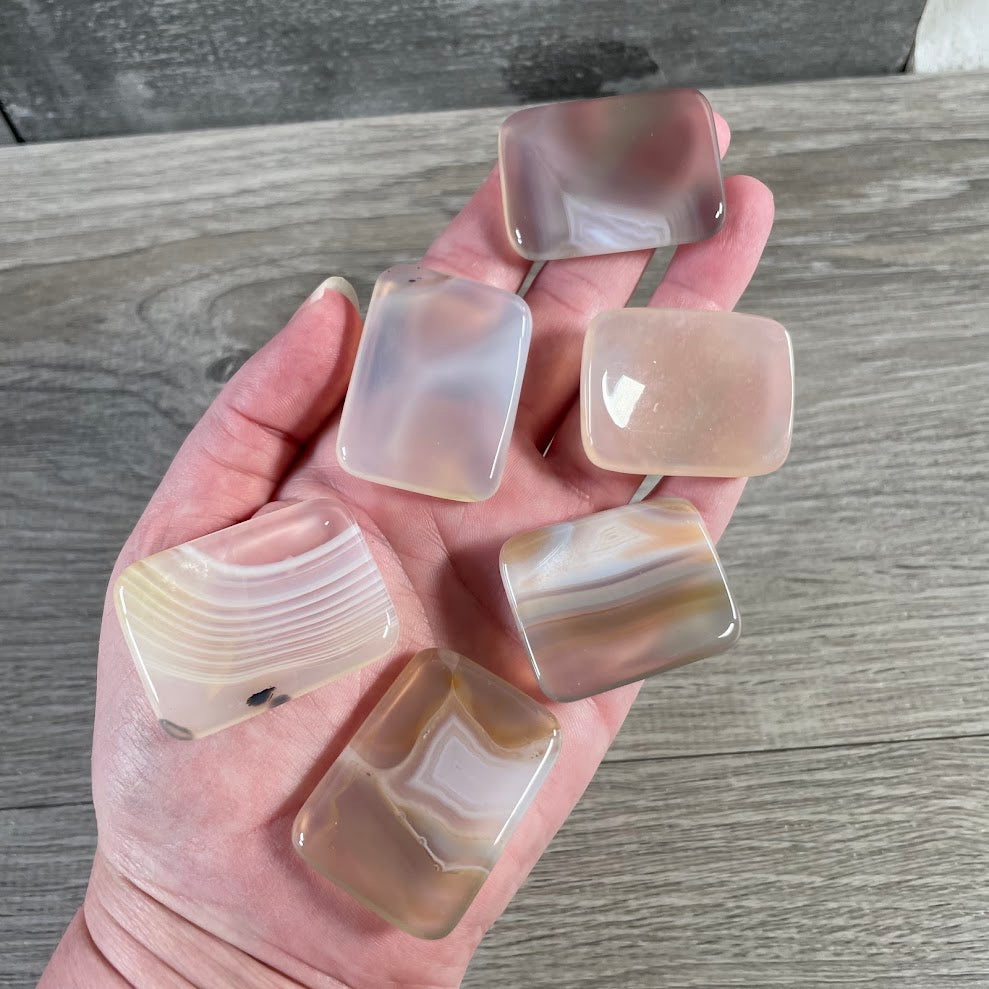 agate polished gemstone rectangle worry stone made from natural crystals