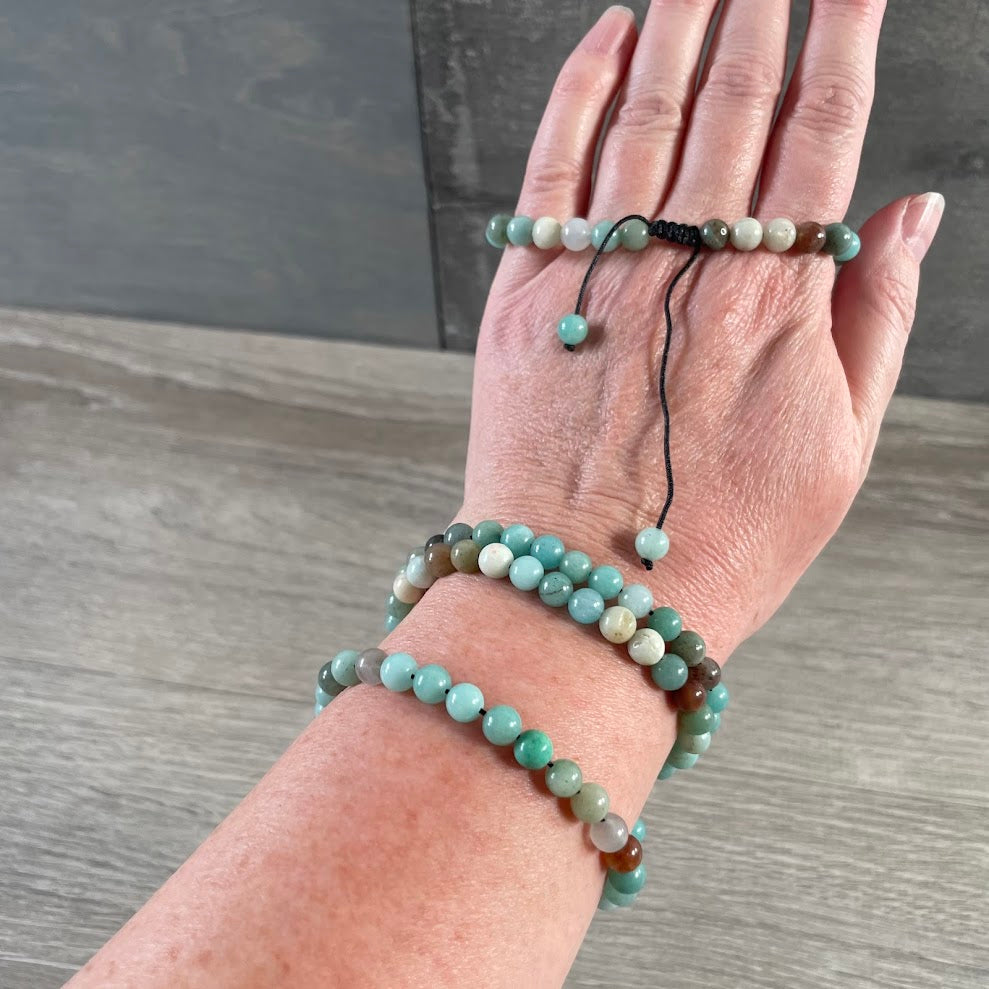 Amazonite natural sliding knot bracelet boho jewelry for gift shops