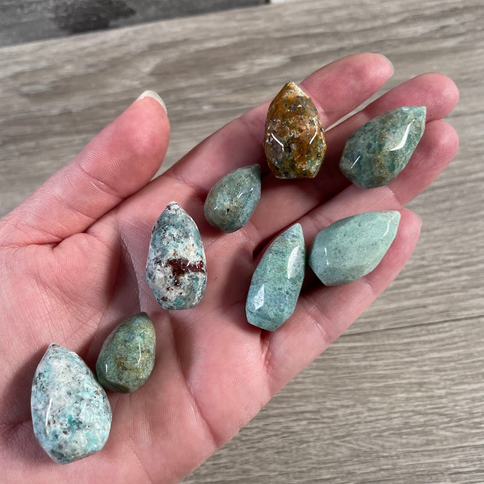 Natural stone crystal flame carvings amazonite wholesale gemstones