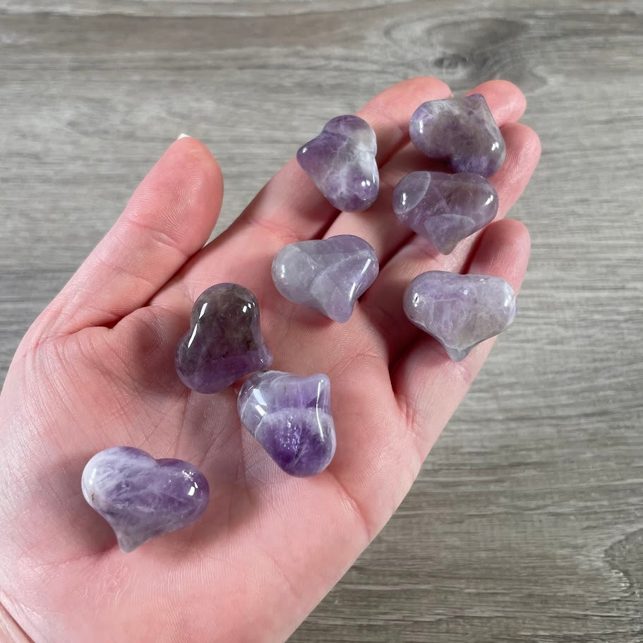 25mm amethyst gemstone puffy hearts in bulk