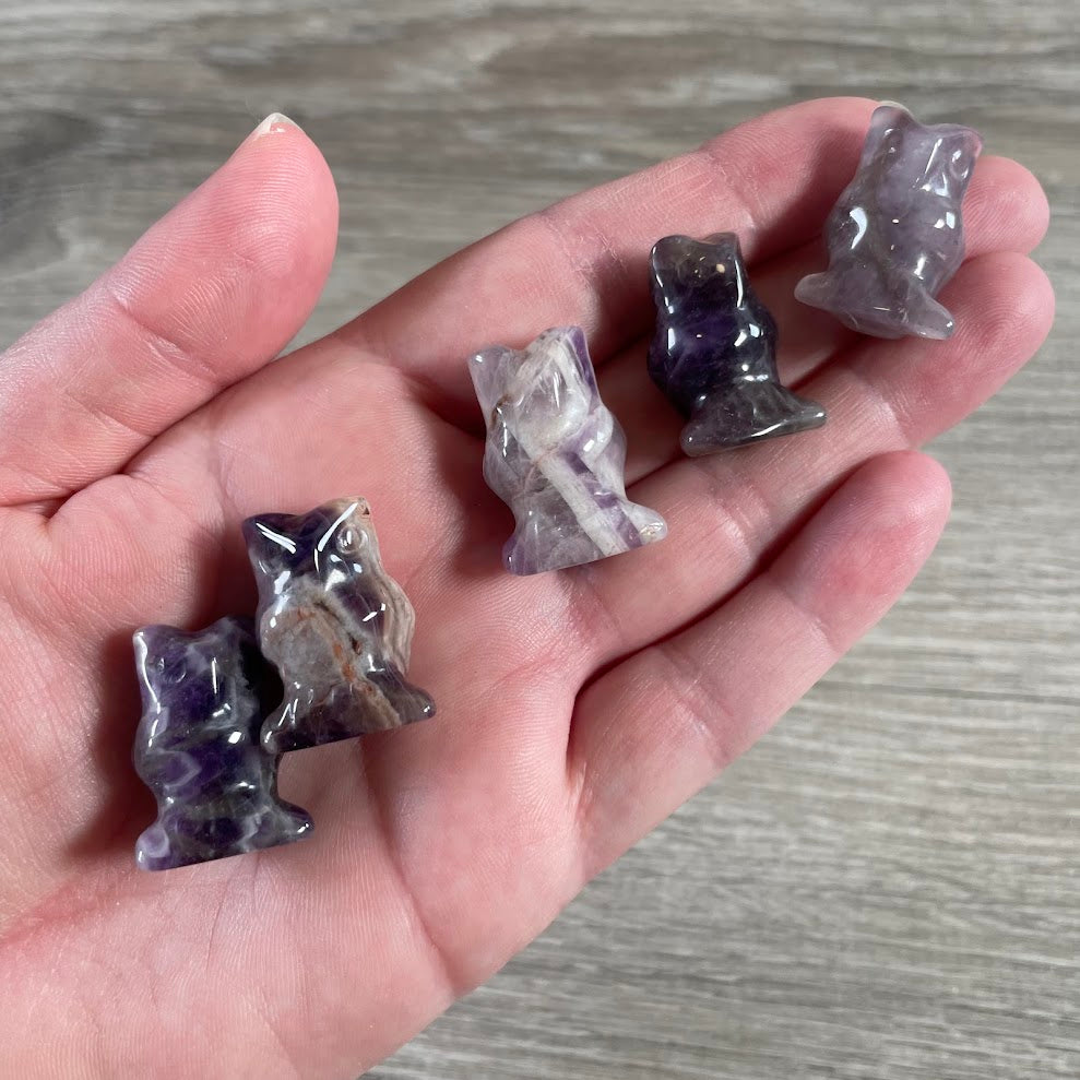 Amethyst gemstone owl figurine mini crystal animals
