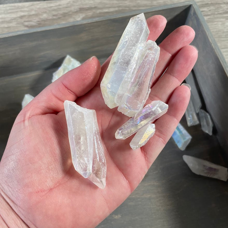 Angel Aura Quartz raw points wholesale 1 pound crystal lot for metaphysical stores