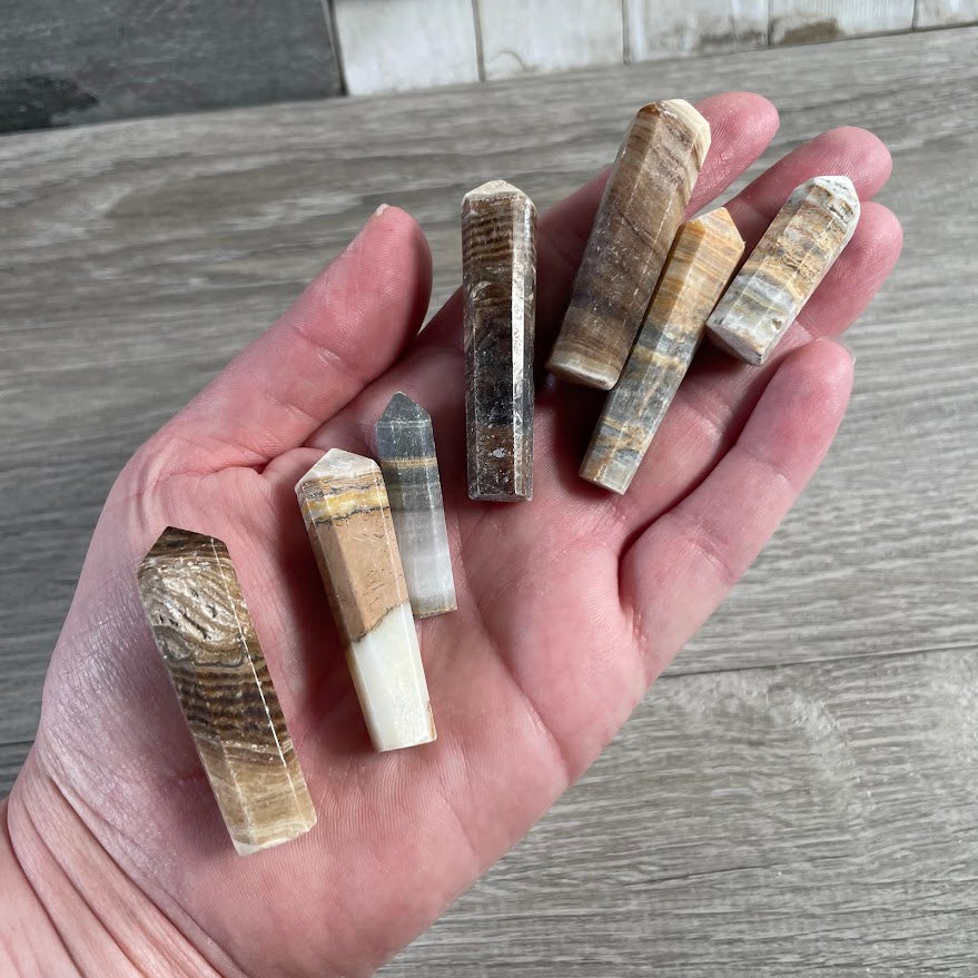 aragonite Afghan hand carved stone obelisk natural gemstone component for DIY crafts, jewelry making and crystal projects