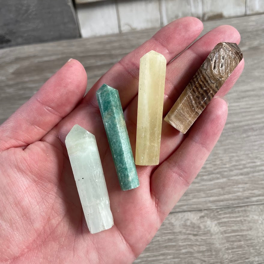 assorted hand carved tapered stone obelisk made from natural gemstone for jewelry making and crystal crafts
