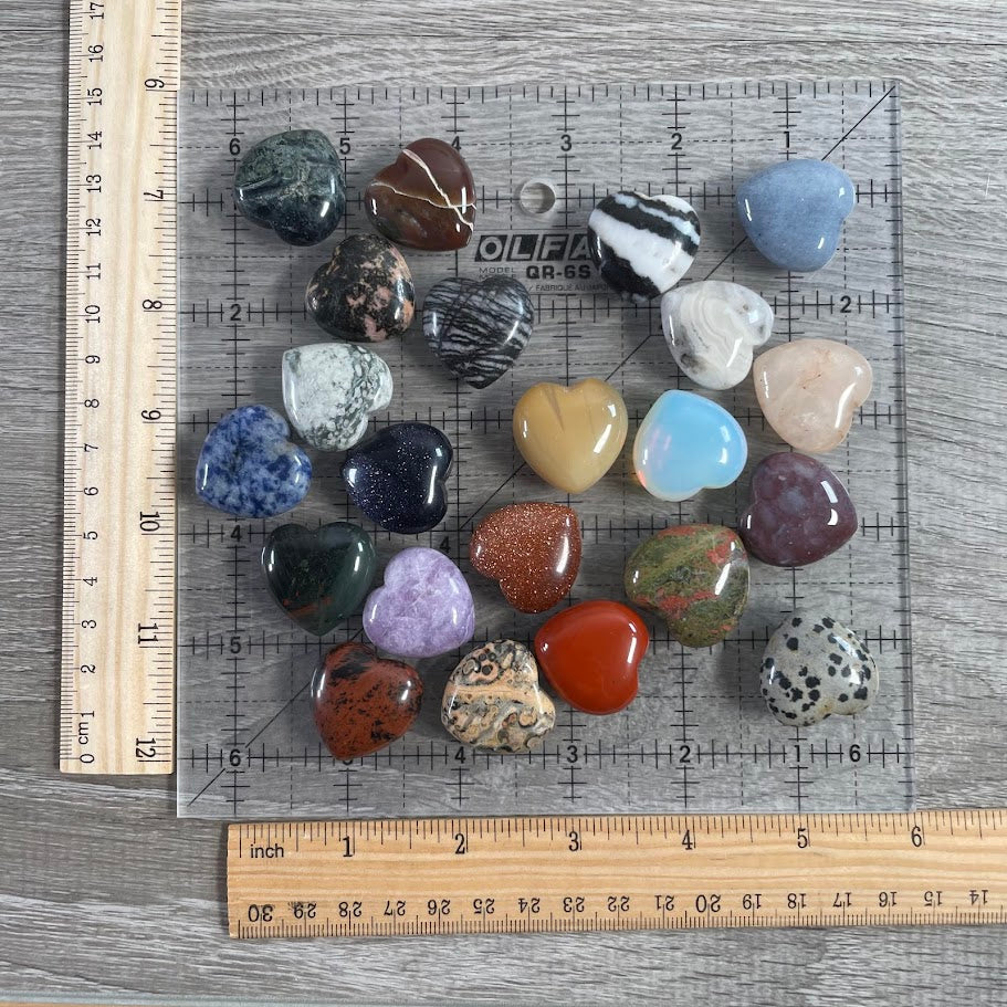 assorted gemstone puffy heart natural polished crystal carving