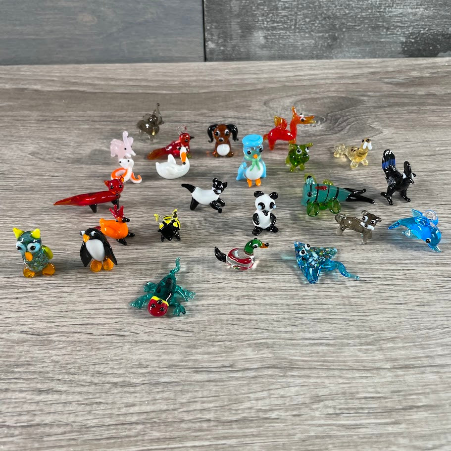 assorted animal small glass animal decorations collectible figurines for retail shops