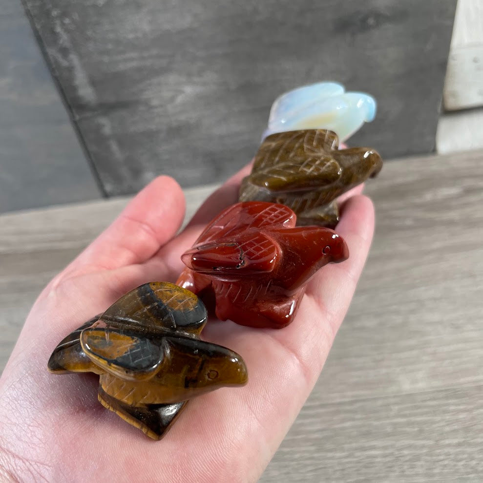 Medium gemstone eagle figurine carved from polished assorted stones for wholesale crystal shops