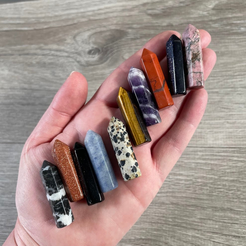 Wholesale small gemstone obelisk points for wire wrapping and crystal grids