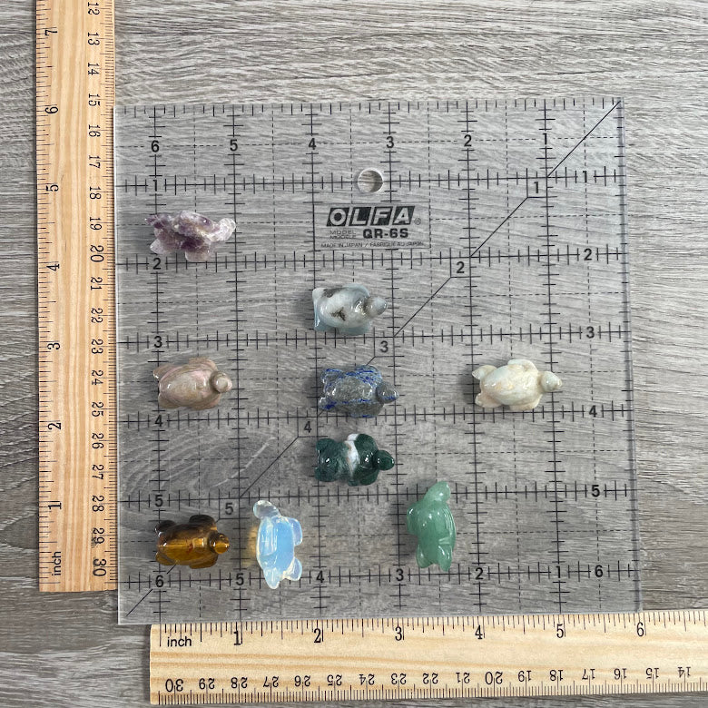 Small assorted gemstone sea turtle figurines for crystal shops and gift stores