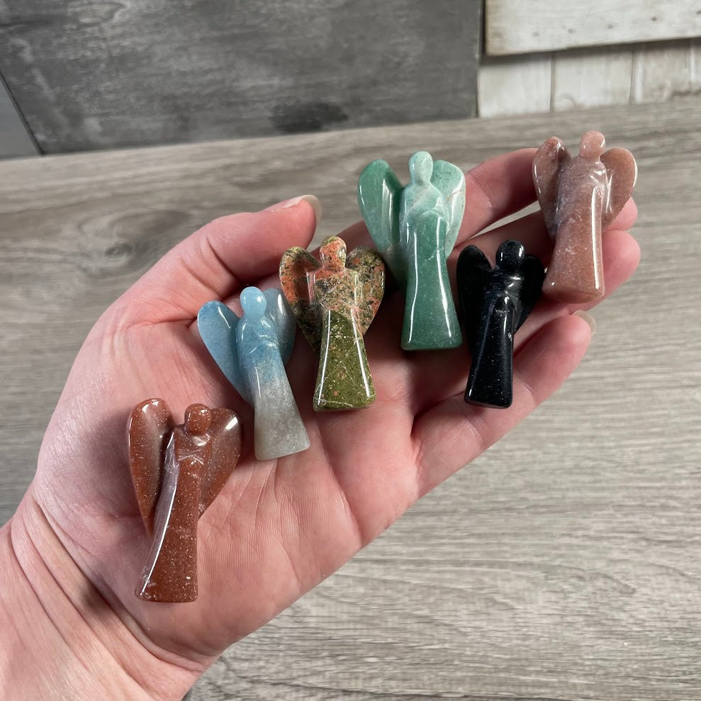Assorted Medium crystal angel figurine made from Brazilian gemstone