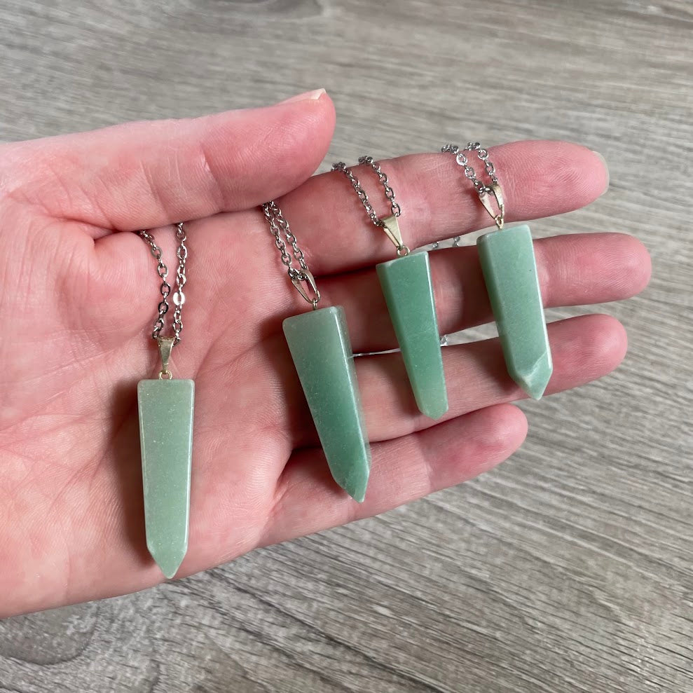 Brazilian Healing Crystal Point Necklace – Polished Gemstone Pendant on Stainless Steel Chain
