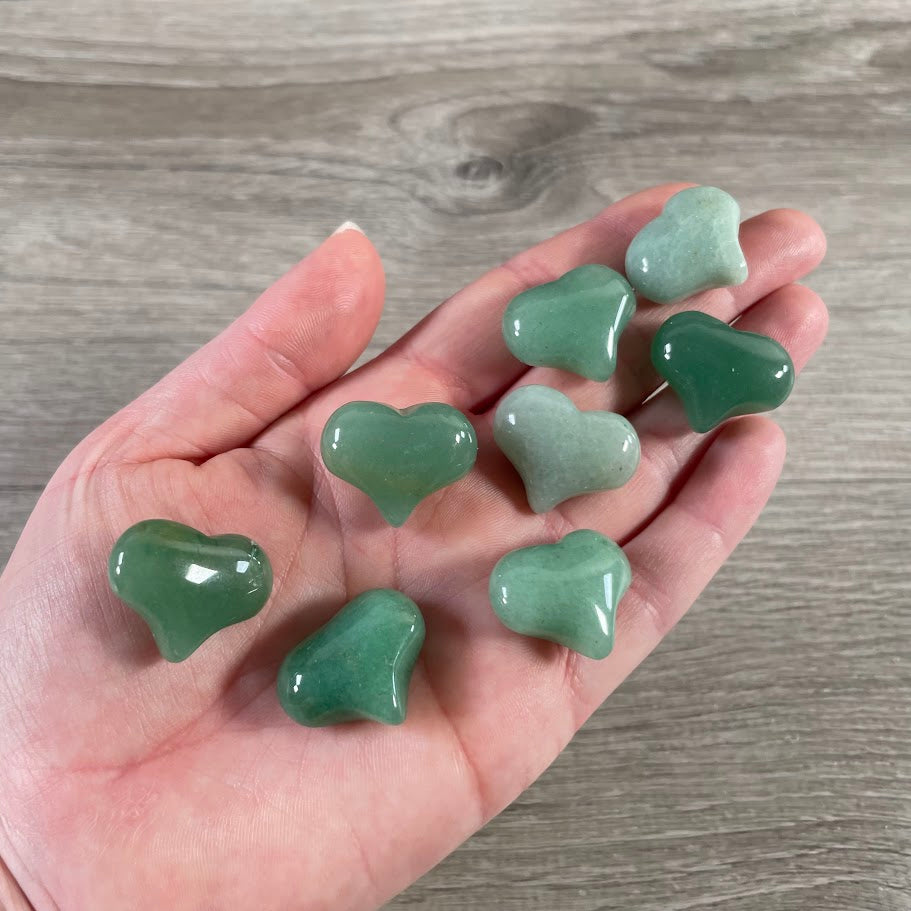 Polished aventurine gemstone puffy hearts gift shop supplies