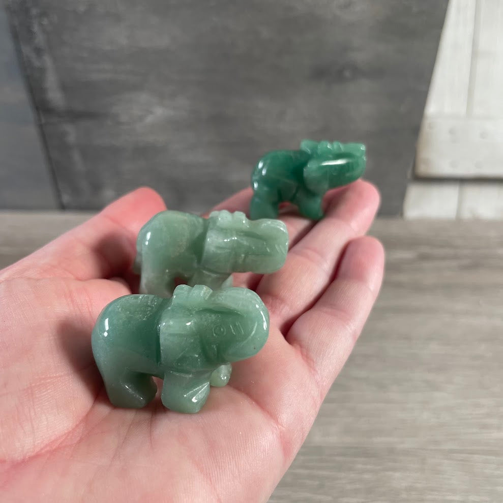 Aventurine green gemstone animal carving wholesale elephant