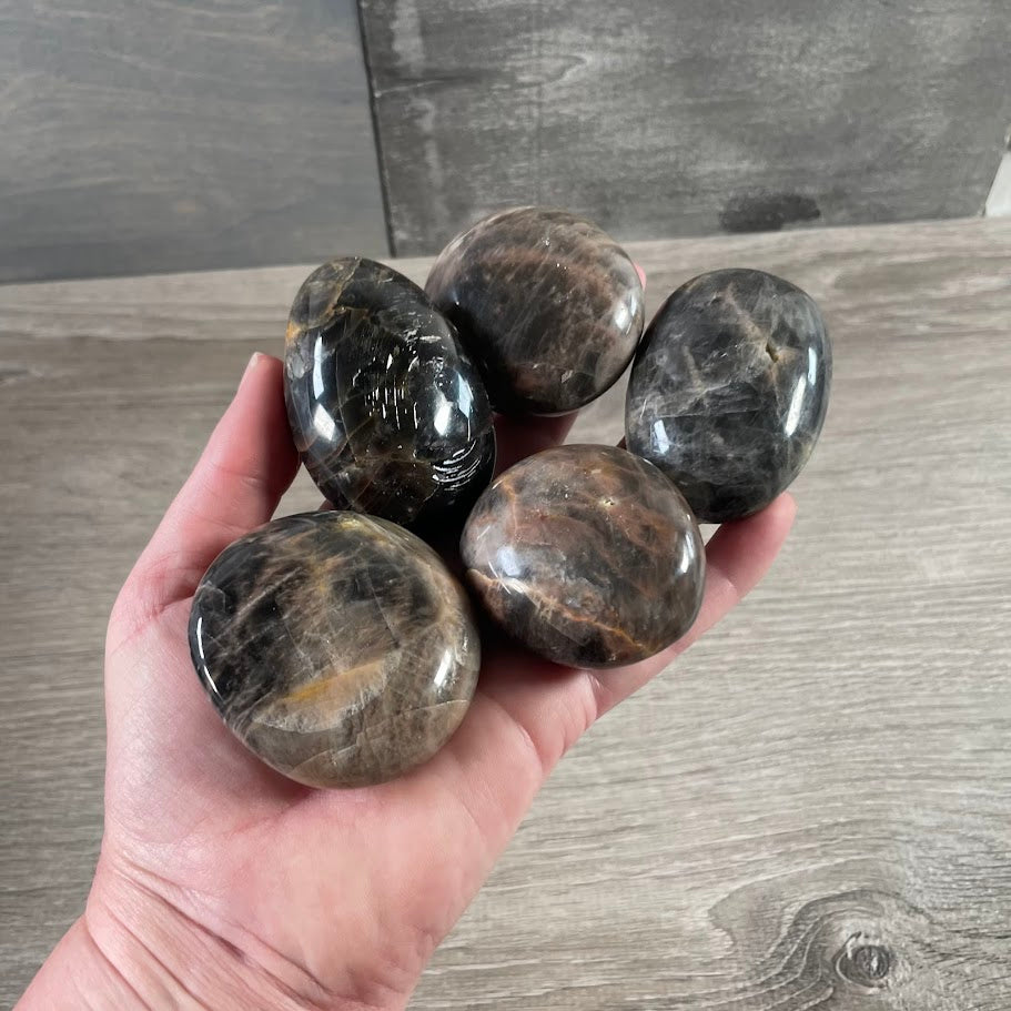 black moonstone polsihed healing stones bulk
