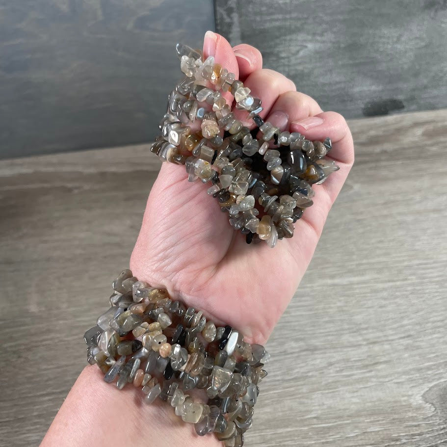 black moonstone gemstone chip bracelets for affordable wholesale jewelry