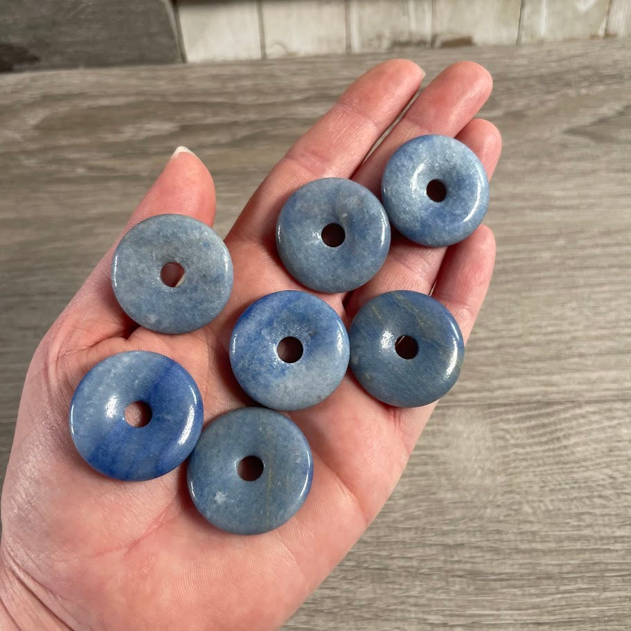 blue quartz gemstone donut pendant for crafting suppliers