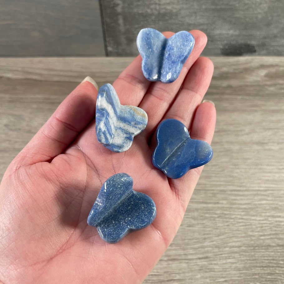 blue quartz decorative gemstone butterfly carving for metaphysical and gift shops