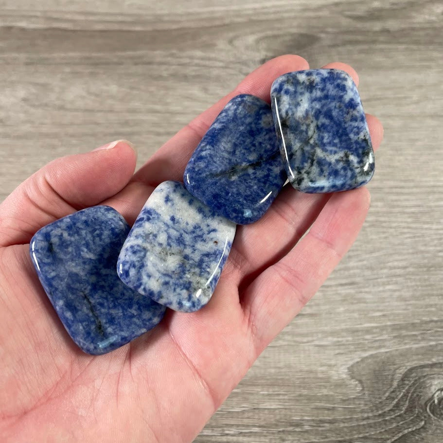 blue spot gemstone rectangle worry stones polished calming pocket crystals