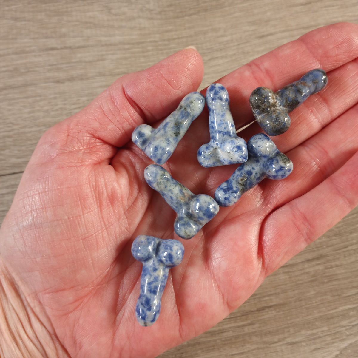 Natural blue spot stone phallic figurine wholesale gemstone carving