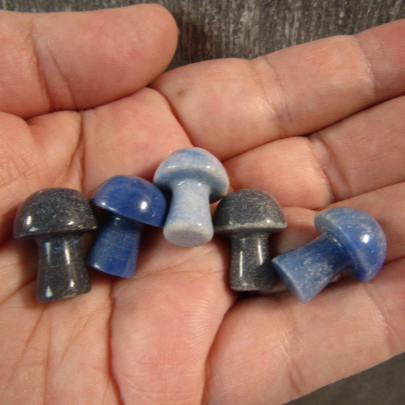 Blue quartz mushroom figurine crystal