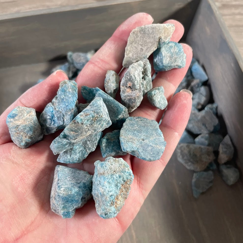 Natural blue apatite rough stone wholesale metaphysical inventory