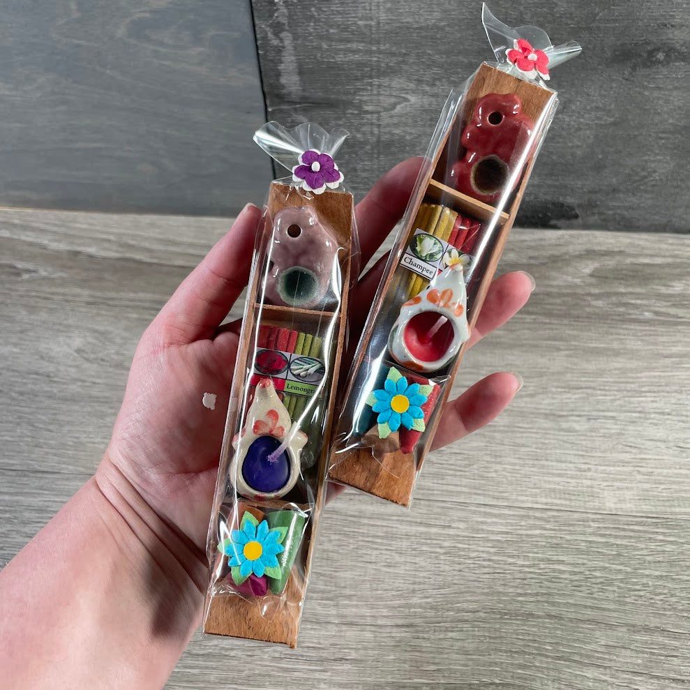 Ceramic incense and scented candle set for wholesale gift shops