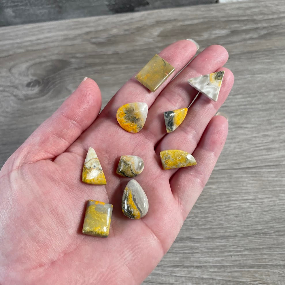 small bumble bee jasper natural gemstone cabochons for jewelry making and wire wrapping