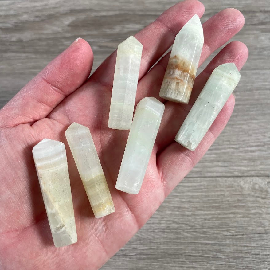 calcite hand carved Afghanistan gemstone obelisk for jewelry making, mixed media crafts and natural stone projects