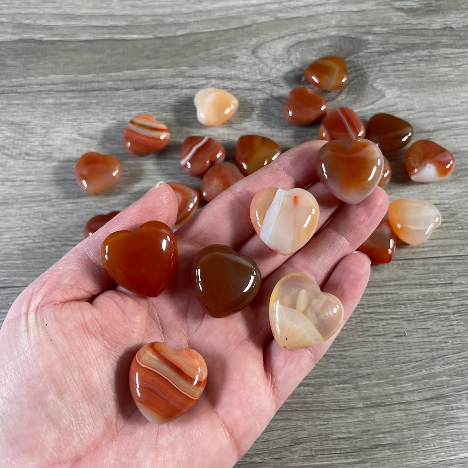carnelian crystal heart pocket stone small polished gemstone for wholesale